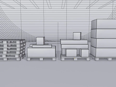 Wooden pallets with boxes - Pack 1 3D Model