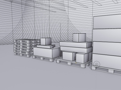 Wooden pallets with boxes - Pack 1 3D Model