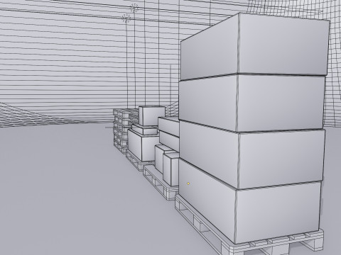 Wooden pallets with boxes - Pack 1 3D Model