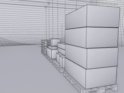 Wooden pallets with boxes - Pack 1 3D Model