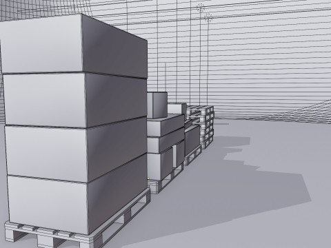 Wooden pallets with boxes - Pack 1 3D Model
