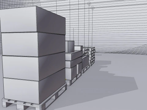 Wooden pallets with boxes - Pack 1 3D Model
