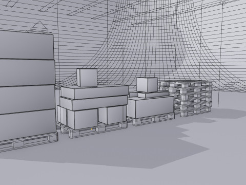 Wooden pallets with boxes - Pack 1 3D Model