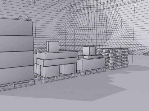 Wooden pallets with boxes - Pack 1 3D Model