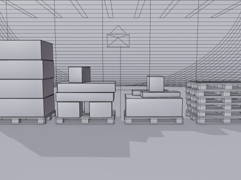 Wooden pallets with boxes - Pack 1 3D Model