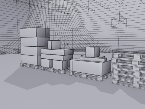 Wooden pallets with boxes - Pack 1 3D Model