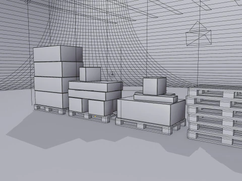 Wooden pallets with boxes - Pack 1 3D Model