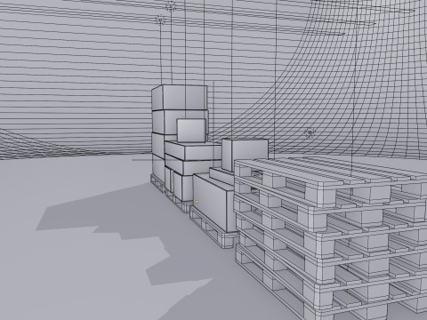 Wooden pallets with boxes - Pack 1 3D Model