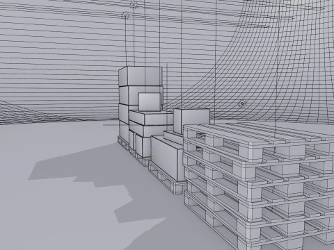 Wooden pallets with boxes - Pack 1 3D Model