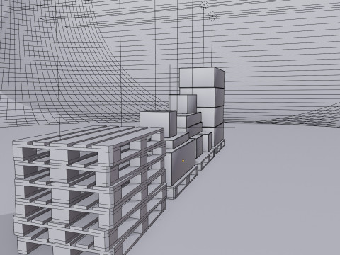 Wooden pallets with boxes - Pack 1 3D Model