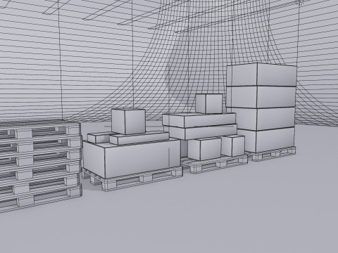 Wooden pallets with boxes - Pack 1 3D Model