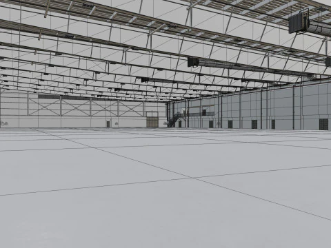 Airplane Hangar Interior 9 3D Model