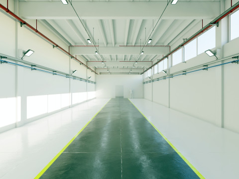 Industrial Hangar Hall Interior 6 3D Модель