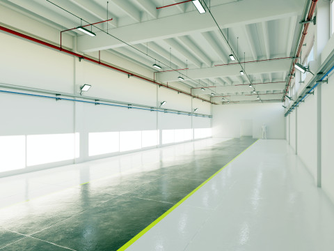 Industrial Hangar Hall Interior 6 Modèle 3D