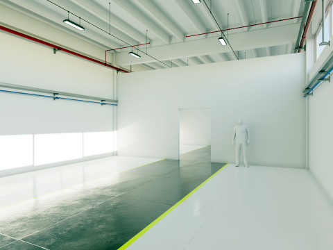 Industrial Hangar Hall Interior 6 Modèle 3D