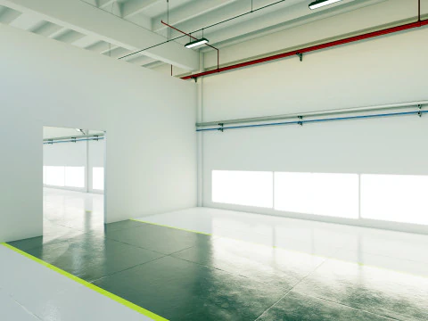 Industrial Hangar Hall Interior 6 3D Model