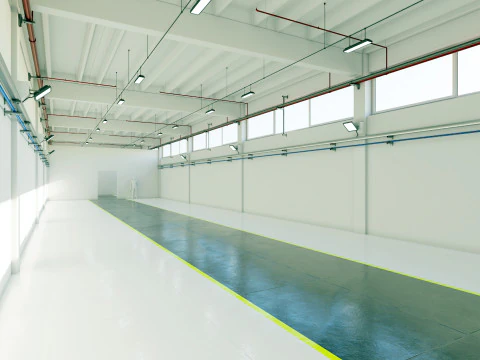 Industrial Hangar Hall Interior 6 3D Model