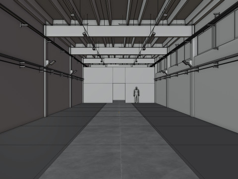 Industrial Hangar Hall Interior 6 Modèle 3D