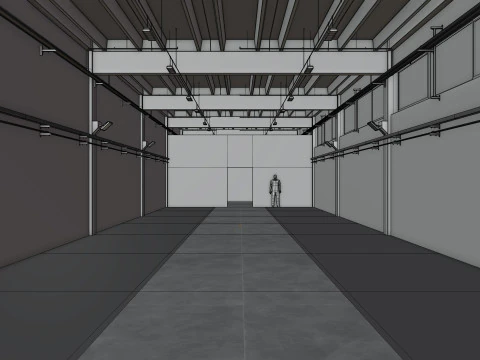 Industrial Hangar Hall Interior 6 3D Model