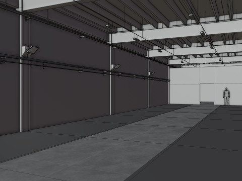 Industrial Hangar Hall Interior 6 Modèle 3D