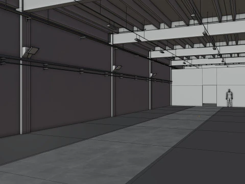Industrial Hangar Hall Interior 6 3D Model