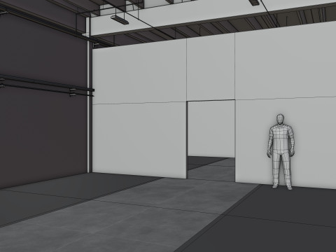 Industrial Hangar Hall Interior 6 Modèle 3D