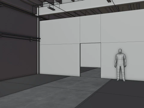 Industrial Hangar Hall Interior 6 3D Model