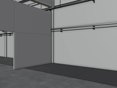 Industrial Hangar Hall Interior 6 3D Model