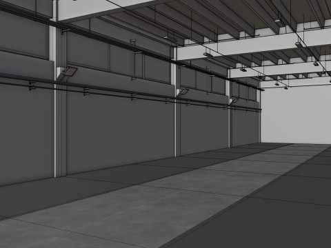 Industrial Hangar Hall Interior 6 Modèle 3D