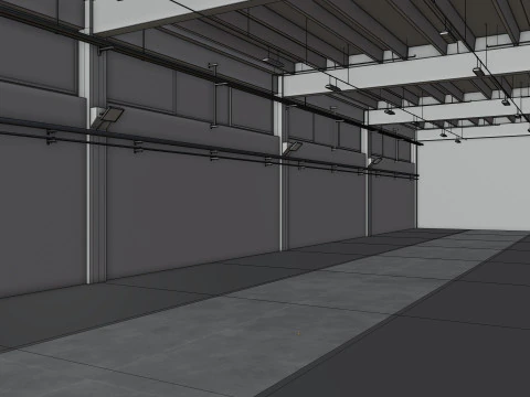 Industrial Hangar Hall Interior 6 3D Model