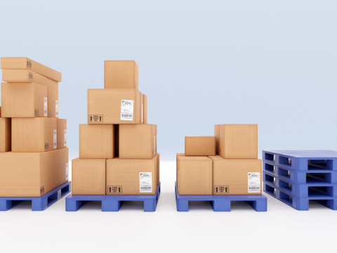 Plastic Pallets With Boxes - Pack 1 3D Model
