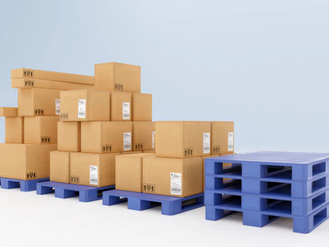 Plastic Pallets With Boxes - Pack 1 3D Model
