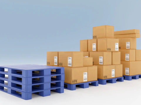 Plastic Pallets With Boxes - Pack 1 3D Model