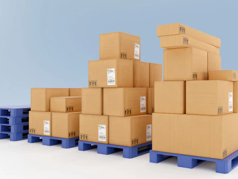 Plastic Pallets With Boxes - Pack 1 3D Model