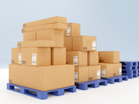 Plastic Pallets With Boxes - Pack 1 Modelo 3D