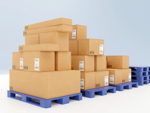Plastic Pallets With Boxes - Pack 1 3D Model