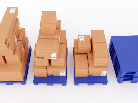 Plastic Pallets With Boxes - Pack 1 Modelo 3D