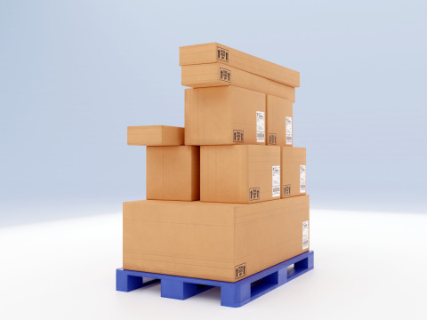 Plastic Pallets With Boxes - Pack 1 Modelo 3D