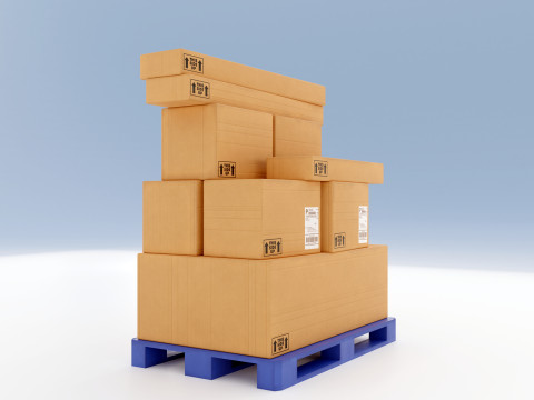 Plastic Pallets With Boxes - Pack 1 Modelo 3D