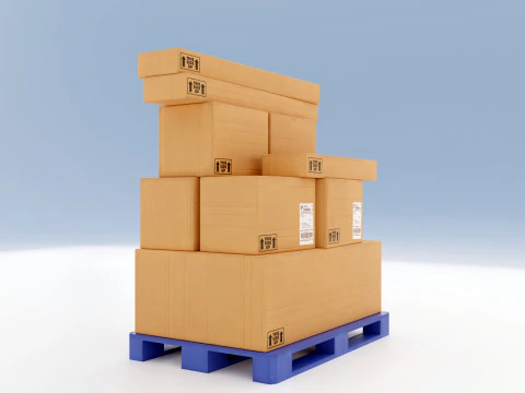 Plastic Pallets With Boxes - Pack 1 3D Model