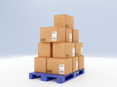 Plastic Pallets With Boxes - Pack 1 Modelo 3D