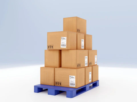 Plastic Pallets With Boxes - Pack 1 3D Model