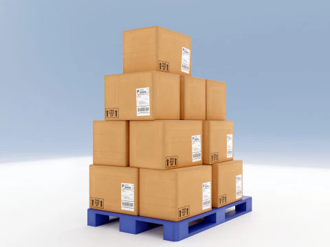 Plastic Pallets With Boxes - Pack 1 3D Model