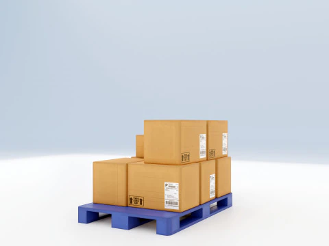 Plastic Pallets With Boxes - Pack 1 3D Model