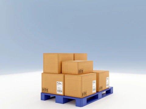 Plastic Pallets With Boxes - Pack 1 3D Model