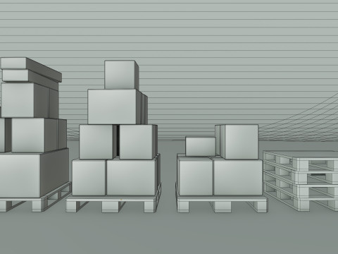Plastic Pallets With Boxes - Pack 1 Modelo 3D