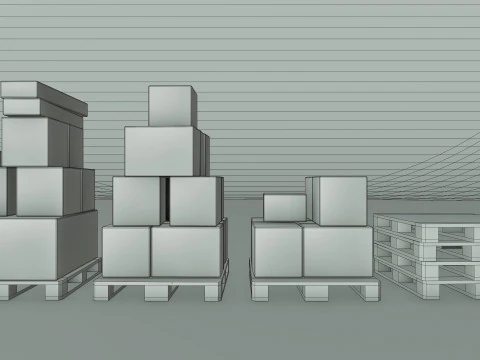 Plastic Pallets With Boxes - Pack 1 3D Model