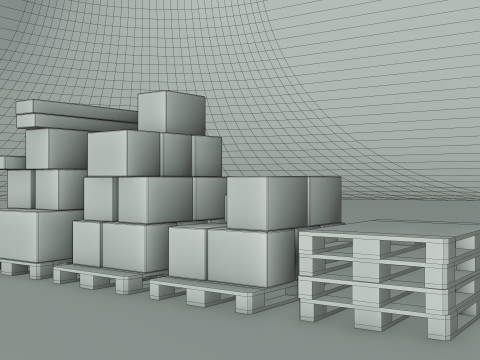 Plastic Pallets With Boxes - Pack 1 Modelo 3D