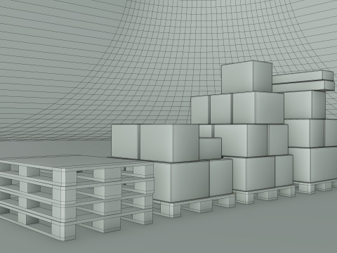 Plastic Pallets With Boxes - Pack 1 Modelo 3D