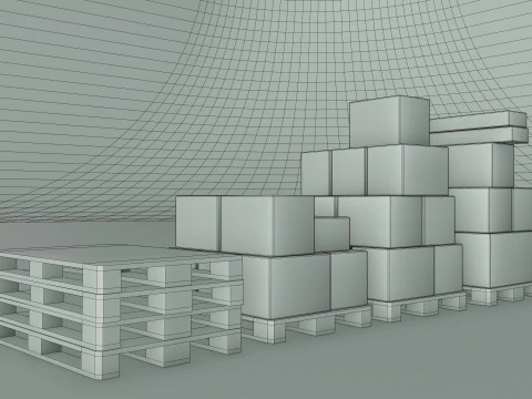 Plastic Pallets With Boxes - Pack 1 3D Model